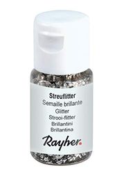 Rayher 3925722 Litière Flitter, flà © schchen, 10 ml, pet, argent