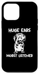 Coque pour iPhone 12 mini Funny Wirehaired Teckel Énorme oreilles pire auditeur