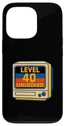40th Birthday Level 40 Unlocked Funny Retro TV Monitor Movie Case for iPhone 13 Pro
