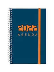 Finocam Agenda 2022 semainier paysage Janvier 2022 à Décembre 2022 (12 mois) E5 117 x 181 mm spirale Bêta Bleu portugais