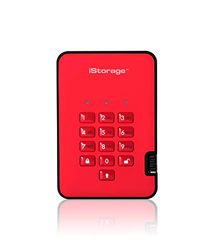 iStorage diskAshur2 SSD 16TB Red - Secure portable solid state drive - Password protected - Dust & water resistant - Hardware Encryption