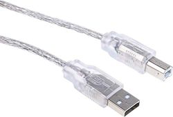 RS PRO USB-kabel, USBA/USB B, 3 m USB 2.0 transparent