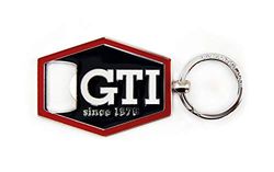 BRISA VW Collection – Volkswagen nyckelring nyckelring tillbehör nyckelhållare med ölflasköppnare i GTI-design (sexkantig/svart)