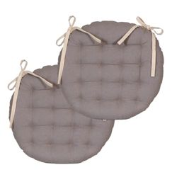 Atout Ciel Set van 2 ronde stoelkussens, tweekleurig, diameter 40 cm, beige/grijs