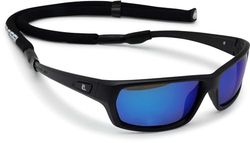 Cressi Bill Sunglasses W/Lace Glasögon Unisex Vuxen, Svart/blå spegel lins, One Size