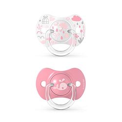 Suavinex, Lot de 2 Sucettes Symétriques Sx Pro, en Silicone. Douce et Flexible. Memories Rose, +18 Mois