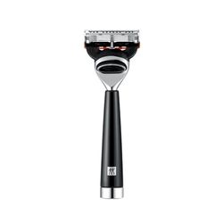 ZWILLING Maquinilla de afeitar (mango de resina preciosa, afeitado en húmedo, cuchillas Gilette Fusion, diseño ergonómico, cuchilla incluida), negra