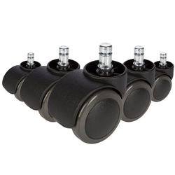 hjh OFFICE 619006 Stol på hjul Svart 5x ROLO 11mm/50mm Hårda golv - 5-pack, Högkvalitativa specialhjul för hårda golv som parkett, laminat, klinker eller stengolv, Tillverkad i Tyskland