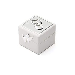 Zilverstad 7571261 Anel caixa dados corações anéis duplos pedras, prateado, 6,6 x 6 x 5,5 cm