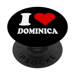 Corazón Rojo Me Encanta Dominica PopSockets PopGrip Intercambiable