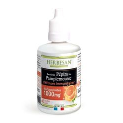 HERBESAN® - EXTRAIT DE PÉPINS DE PAMPLEMOUSSE - Titré en flavonoïdes à 1000 mg - Défenses immunitaires- Flacon compte-goutte de 50ml