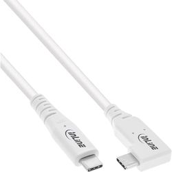InLine Cavo USB 4, 240 W, cavo di ricarica USB-C a USB-C, ad angolo singolo, PD 3.1, 40 Gb/s, 8K a 60Hz, Thunderbolt 3, per schermi, dischi rigidi, schede grafiche, smartphone e altro, 1 m, bianco,