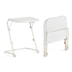 MEUBLE COSY Opvouwbare bureau, bedtafel, in hoogte verstelbaar, koffietafel, zonder montage, voor kantoor, woonkamer, slaapkamer, werkkamer, met bekerhouder, wit