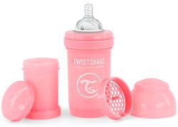 Twistshake Biberão anticólicas com cetina fluxo lento de silicone para bebés, garrafa para beber leite, 180 ml, sem BPA, 0 meses, rosa pastel