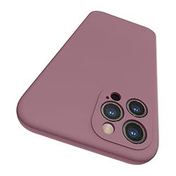 SURPHY Siliconen Hoesje voor iPhone 12 Pro Max(6,7"), Vloeibaar Siliconen Schokbestendige Case met Microvezel Voering（Individuele Bescherming voor Elke Lens）voor iPhone 12 Pro Max (Paars Roze)