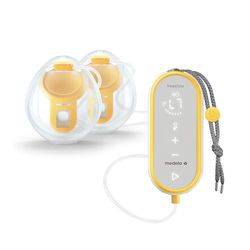 Medela Freestyle handsfree bröstpump, bärbar och diskret elektrisk dubbel bröstpump med appanslutning, gul