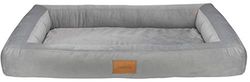 MOOI Simple Blue Hondenbed van behaaglijke veloursstof, vulling van huidvriendelijk 100% polyurethaanschuim, wasbaar op 30 °C, verkrijgbaar in 3 maten, grijs, 80 x 120 x 14 cm