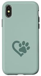 Sage Green - Dog Paw with Heart for Dog Lovers Case for iPhone X/XS