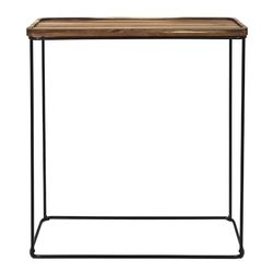 HOME DECO FACTORY, HD0402, Acacia console, eigentijds meubilair, Softness collectie, meubilair, tafel en bureau, console en kussen, 80 x 82 x 30 cm, zwartbruin