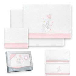 Interbaby Beddengoedset voor kinderbed, 50 x 80 cm, baby - winterbeddengoed van coralina-stof - model olifant ballon hart - bevat laken + laken + kussensloop