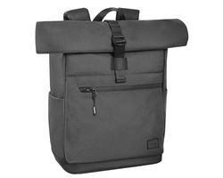 Comix U Rolltop ryggsäck med 2 fickor för PC och surfplatta 15 tum, utdragbar med rulltop för mer utrymme, dragkedja bak, ergonomisk retro mesh, vagnförankring, 32 x 38 x 13,5 cm, svart, Svart,