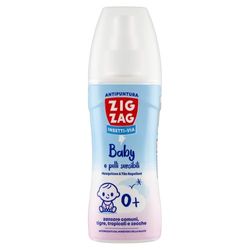 ZIG – ZAG Spray Antizanzare per Bambini e Neonati, Repellente corpo anti zanzare per pelli sensibili, zecche e tafani, senza profumo, 100 ml