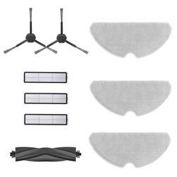 Dreame Kit d'accessoires pour robot D9 Max Gen2 comprenant 3x lavettes, 3x filtres, 2x brosses latérales, 1x brosse principale, accessoires Dreame d'origine