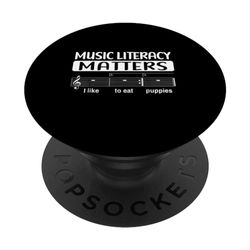 La alfabetización musical importa Me gusta comer cachorros PopSockets PopGrip Intercambiable