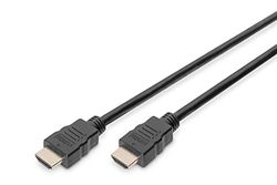 DIGITUS Cabo de conexão HDMI Premium High Speed, tipo A - HDMI 2.0 - 3,0 m - com canal Ethernet - Ultra HD 4k/60 Hz - compatível com TV/beamer/monitor - contactos banhados a ouro - preto