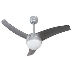 Ventilador de teto LED Mod. Cor prateada SIMPLY Rosca E27. Inclui controlo remoto.