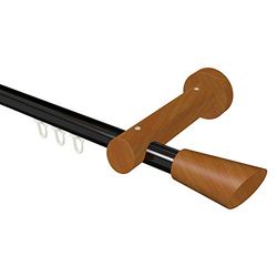 Flairdeco - Asta per Tenda a 1 Via, 20 mm di Diametro, Tipo Konus, Alluminio/Legno, Nero/ciliegio Laccato, 120 cm