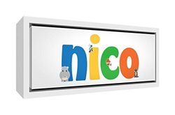 Little Helper NICO1542-FC-15DE Impression sur toile avec cadre en bois personnalisé avec nom Nico 19 x 46 x 3 cm
