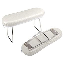 AHUNTTER 2PCS Nail Arm Rest Hand Pillow, PU Leather Manicure Hand Rest for Nails, Professional Nail Art Cushion Stand Table Station with Bracket for Nail Technician Use (White)