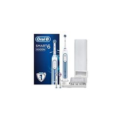 Oral-B Smart 6 6000N CrossAction Cepillo De Dientes Eléctrico, 1 Mango Azul Recargable Con Tecnología De Braun, 3 Cabezales De Recambio, 1 Estuche De Viaje Premium, Se Conecta Con Bluetooth