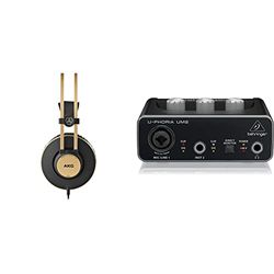 AKG K92 Closed Back Cuffie Di Monitoraggio Ad Alte Prestazioni A Fascia Chiusa, Grande & Behringer U-Phoria Um2