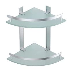MSV Tabarca Étagère d'angle en Aluminium et Verre pour Salle de Bain