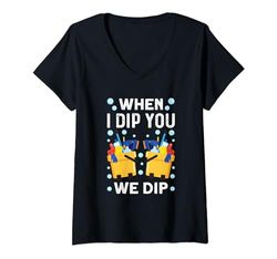 Donna When I Dip You Dip, immergiamo le pulizie domestiche Maglietta con Collo a V