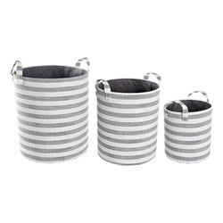 CESTA SET 3 ALGODON 35X35X40 RAYAS GRIS