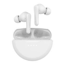 Belkin SoundForm Rhythm Auricolari true wireless con microfono, ricarica USB-C rapida, 28 ore di batteria, resistenza IPX5 all'acqua Auricolari Bluetooth per iPhone, iPad, Galaxy, Pixel ecc, bianco