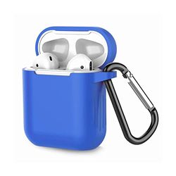 Conçu pour Airpod 2 / AirPod 1 Coque avec Accessoires Porte-clés, [Couverture complète du Corps], Compatible avec la Coque AirPods, Coque de Protection en Silicone Souple Peau,Bleu Clair