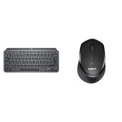 Logitech MX Keys Mini Minimalist Wireless Illuminated Keyboard, Compact, Bluetooth, Backlit, USB-C & M330 SILENT PLUS Wireless Mouse, 2.4GHz with USB Nano Receiver, 1000 DPI Optical Tracking