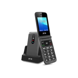 SPC Stella 2 - Telefono cellulare con coperchio per anziani, pulsanti e tasti grandi, facile da usare, configurazione remota, pulsante SOS, USB-C, 3 memorie dirette, base di ricarica, senza caricatore