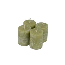 Homéa, Set van 4 pijlerkaarsen, D4 x H5 cm, rustiek, lindekleur