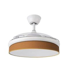 DC ventilator wit oranje 72 W Ø 108 cm met 3 bladen verlicht met 7200 lumen en drie kleurtemperaturen 3000K, 4000K en 6000K. Inclusief afstandsbediening en timer.
