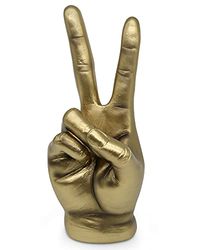 Vaudagio gyllene fredsskylt dekor – modern seger handskulptur i guld – fredshandstaty gjord av harts för kontorsskrivbord och vardagsrum – fingerfigur som fredssymbol gestdekorationer för hemmet