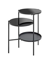 HAKU Möbel Bijzettafel zwart, Metaal, veiligheidsglas - Maat: B 56 cm x H 71 cm x D 39 cm, Stijl: Modern
