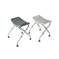 Identités, Tabouret de Douche Pliant Bora, Ultra-Compact, Assise Large et Anatomique, Tabouret Antidérapant, Poignées de Relèvement, Moderne, Réglable en Hauteur, Coloris Gris