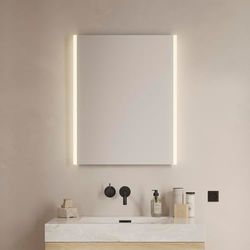 Loevschall Lago Specchio quadrato con illuminazione | Specchio LED con interruttore touch 60 x 75 cm | Specchio da bagno con illuminazione a LED | Specchio da bagno regolabile con illuminazione