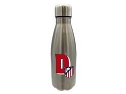 Atlético de Madrid vattenflaska i rostfritt stål, lufttät förslutning, med bokstaven A-design i rött, 550 ml metallisk, officiell produkt (CyP