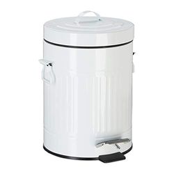 Relaxdays caixote do lixo cozinha e casa de banho com pedal de estilo vintage, metal, branco, 5 l.
